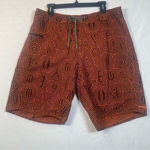 Patagonia Wavefarer Orange and Brown Letter Design Board Shorts Size 34